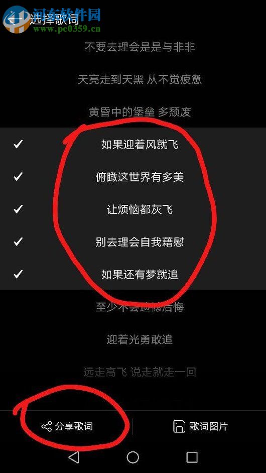 分享网易云音乐歌词的方法