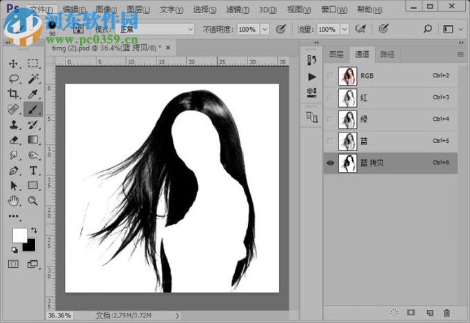 ps通道头发抠图教程