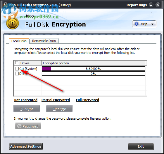 idoo Full Disk Encryption为磁盘设置密码的方法