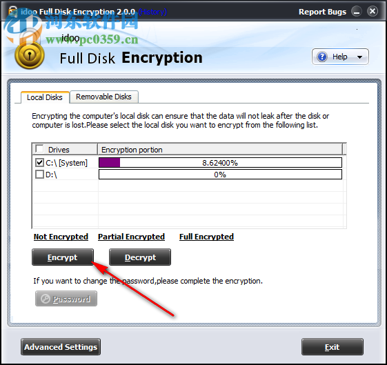 idoo Full Disk Encryption为磁盘设置密码的方法