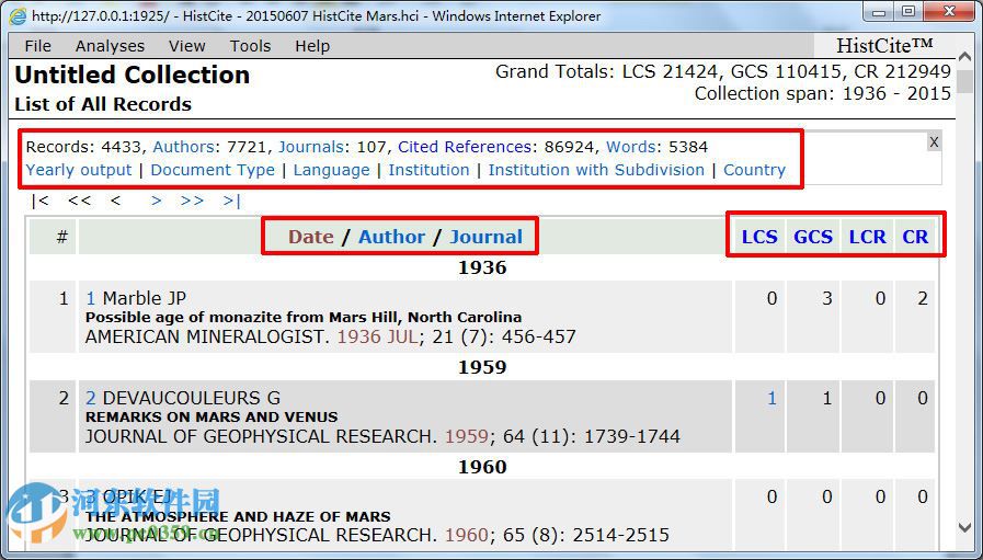 histcite(文献索引分析软件) 附使用教程 12.03.17 最新免费版