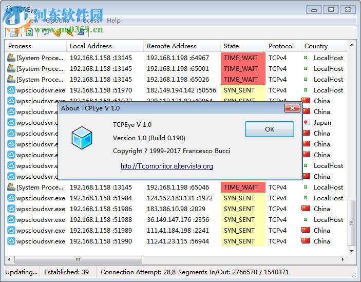 网络端口监视工具(TCPEye) 下载 1.0.0.190 官方最新版