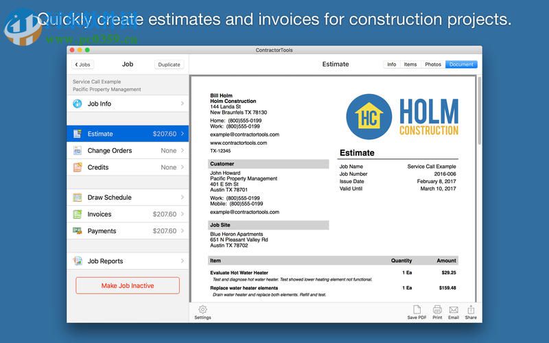 ContractorTools for Mac(建筑工程预算软件) 2.0