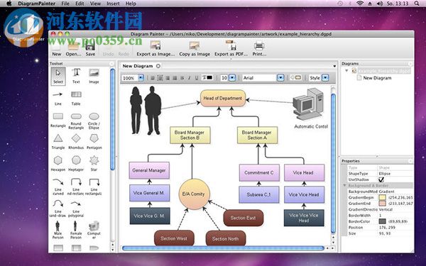 DiagramPainter for Mac(<a href=/zt/liuchengtu/ target=_blank class=infotextkey>流程图制作软件</a>) 1.1.0