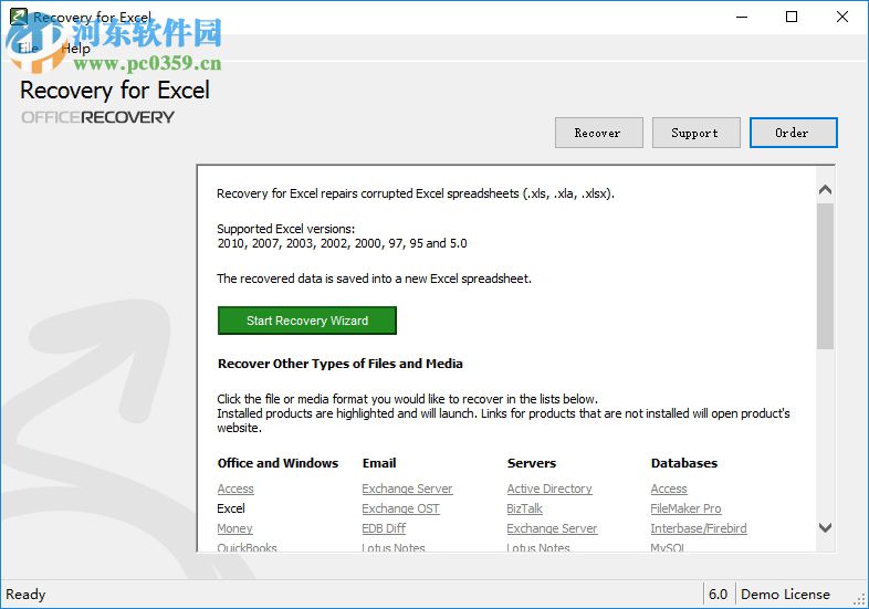 Recovery for Excel(excel文件损坏修复) 6.0 中文版