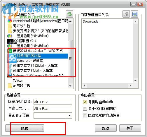 WinHidePro(窗口隐藏专家) 2.8 免费版