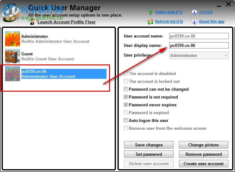 Quick User Manager(快速设置windows系统账户)