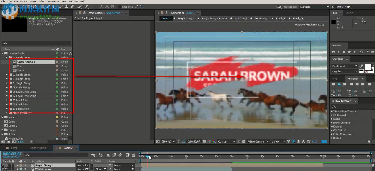 Brush Lower Thirds(画笔风格标题字幕条AE模板) 1.0 免费版
