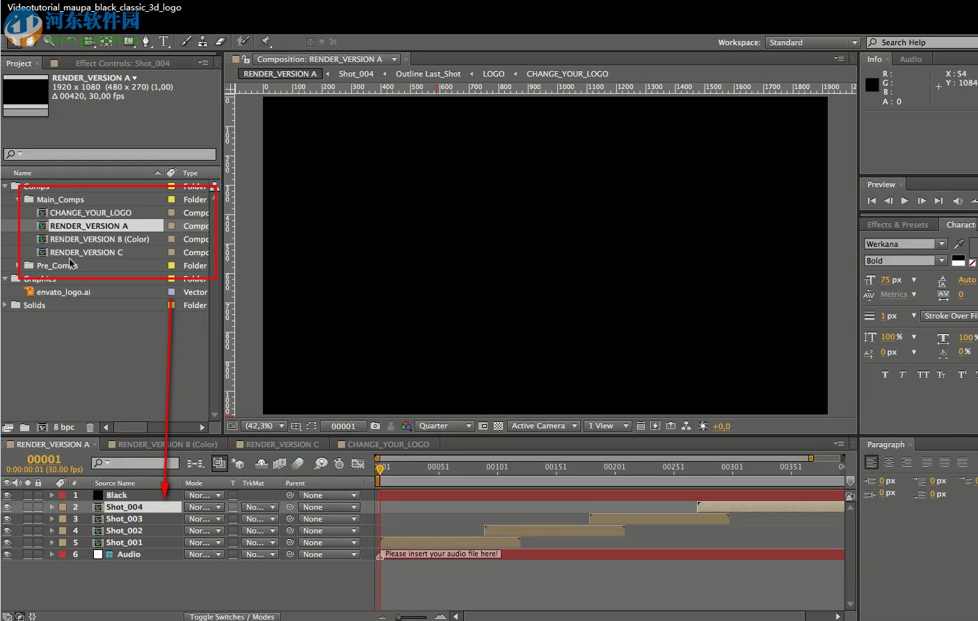Black Classic 3D Logo(三维黑色光泽LOGO标志AE模板) 2.0 免费版