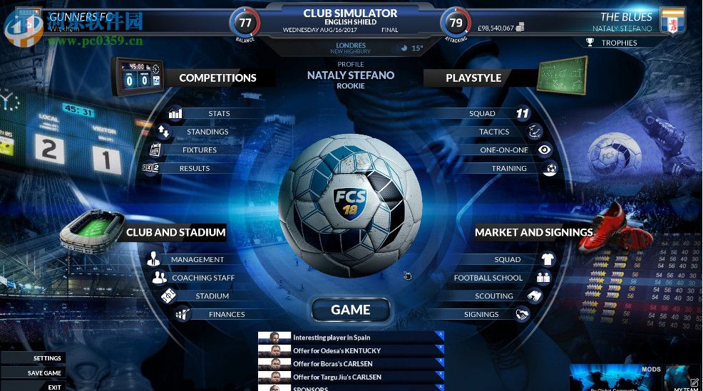 足球俱乐部模拟2018 英文版