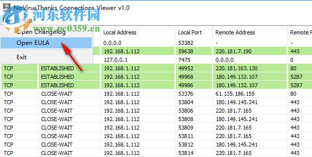 NoVirusThanks Connections Viewer(TCP/UDP连接查看工具) 1.0 免费版