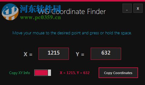 WG Coordinate Finder(鼠标光标坐标位置查找工具) 1.0.0 绿色免费版