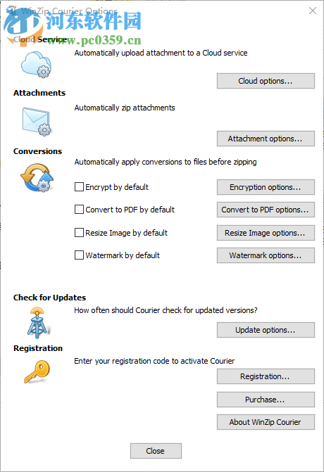 WinZip Courier(邮件<a href=/zt/yasuo/ target=_blank class=infotextkey>压缩工具</a>) 9.5 免费版