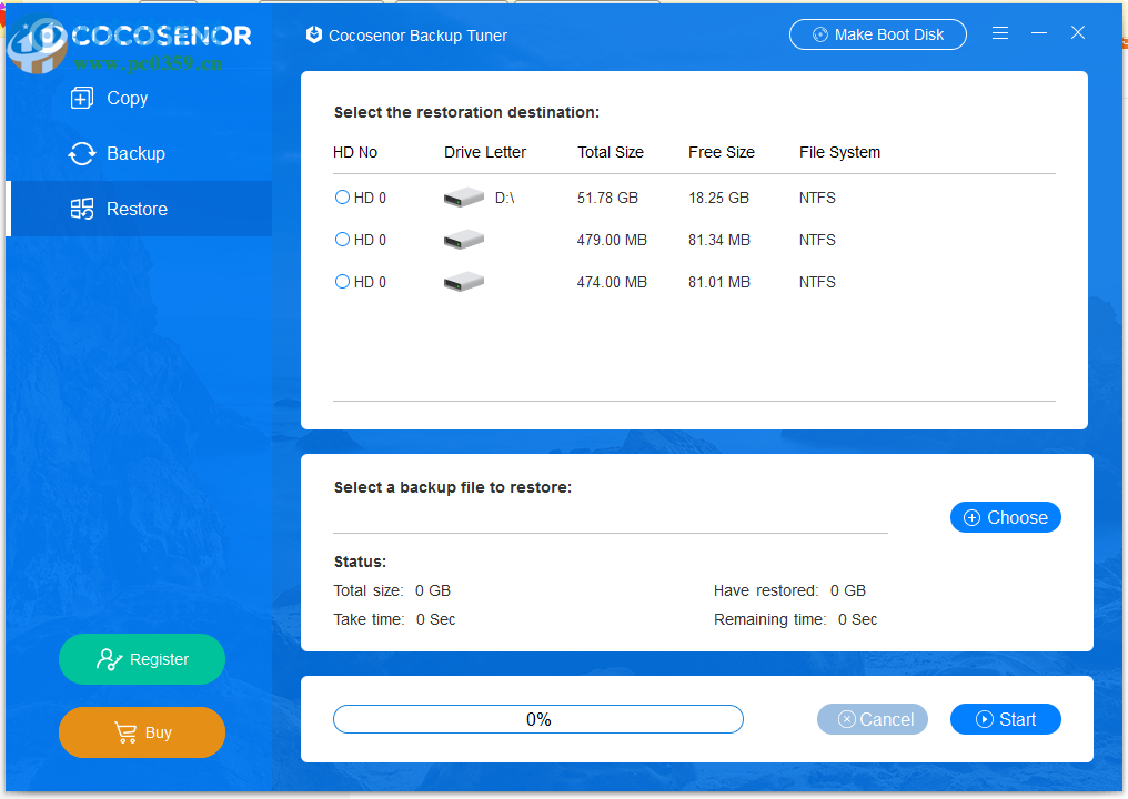Cocosenor Backup Tuner(系统分区备份软件) 3.0 官方版