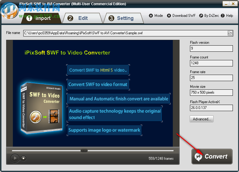 iPixSoft SWF to AVI Converter(SWF到AVI转换器)