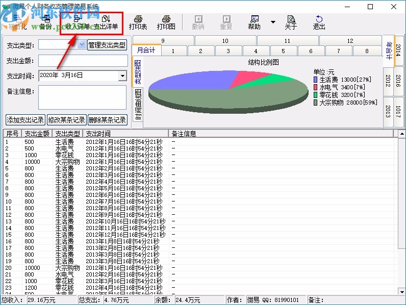 微易个人财务收支管理简易系统