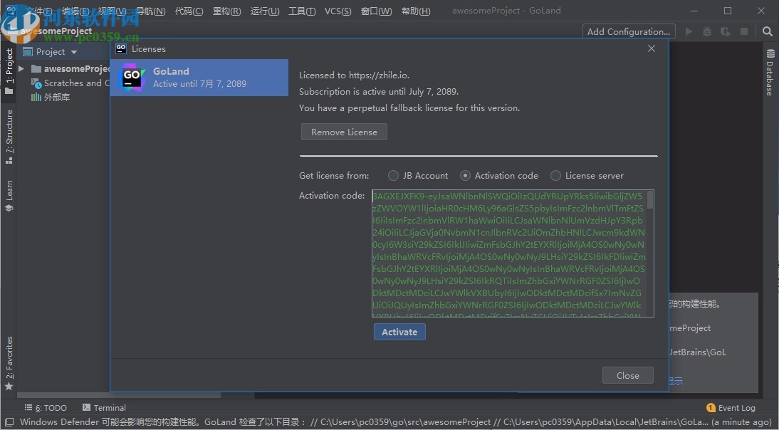 jetbrains goland 2020.1汉化包